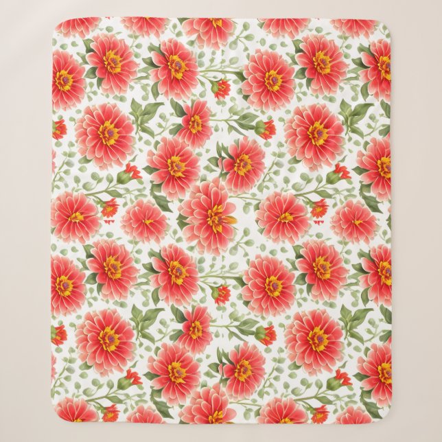 Couverture Sherpa Motif floral Zinnia Fleurs (Devant)
