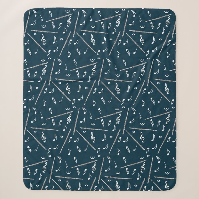 Couverture Sherpa Motif Flute Music Note (Devant)