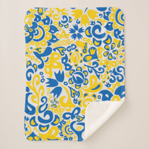 Couverture Sherpa Motif folklorique avec les couleurs du drapeau ukr