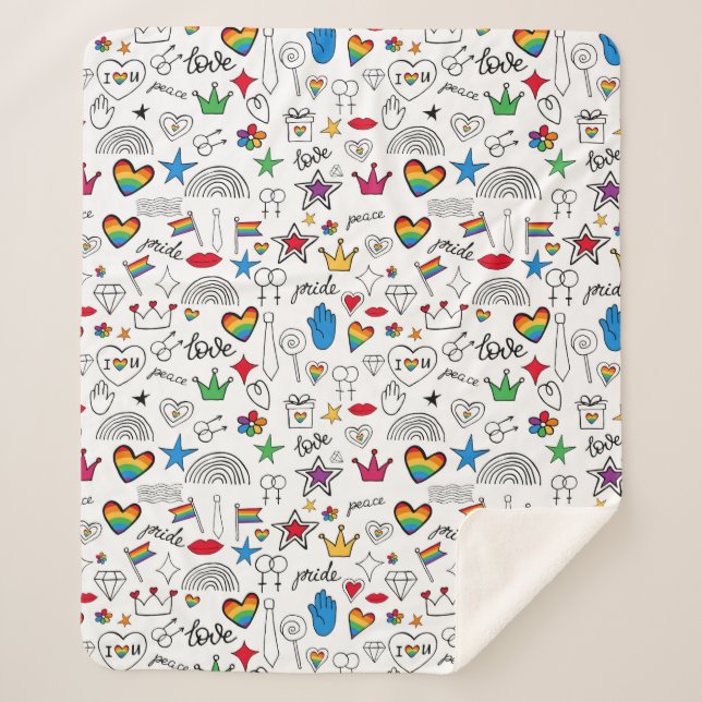 Couverture Sherpa Motif Gay pride Doodle (Devant)