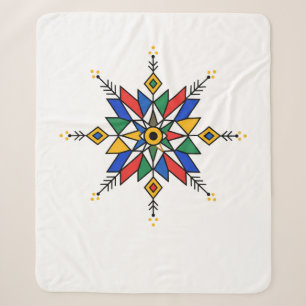 Couverture Sherpa Motif géométrique amazigh marocain Traditionnel