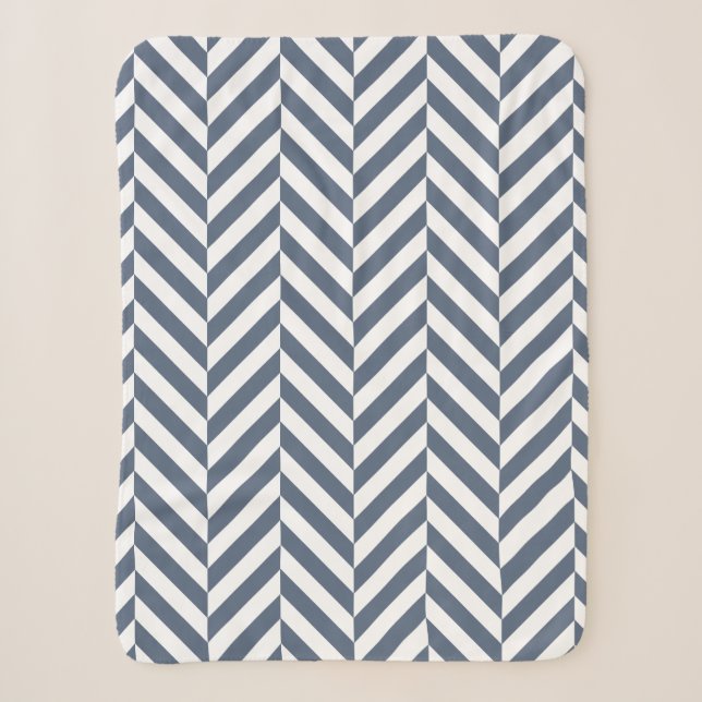 Couverture Sherpa Motif géométrique bleu foncé et blanc (Devant)