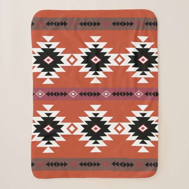 Couverture Sherpa Motif géométrique coloré Aztec (Devant)