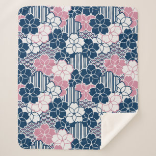 Couverture Sherpa motif géométrique des fleurs japonaises Sakura