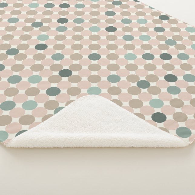 Couverture Sherpa Motif géométrique des pois verts et roses (3/4)