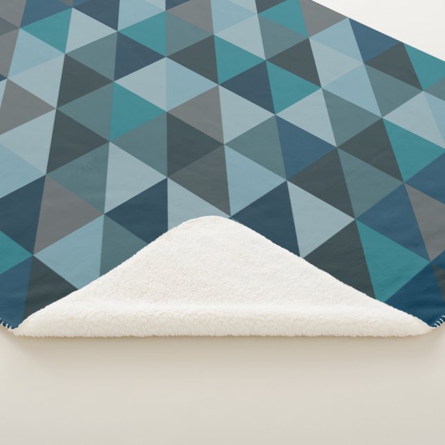 Couverture Sherpa Motif géométrique moderne et élégant Blue Ombre (3/4)