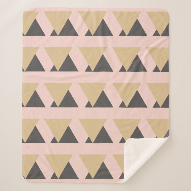 Couverture Sherpa Motif géométrique moderne rose et or (Devant)