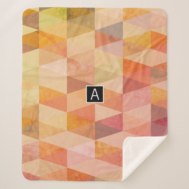 Couverture Sherpa Motif géométrique Triangle souple | Monogramme (Devant)