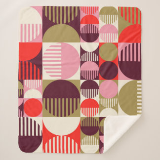 Couverture Sherpa Motif géométrique vintage moderne abstrait transpa