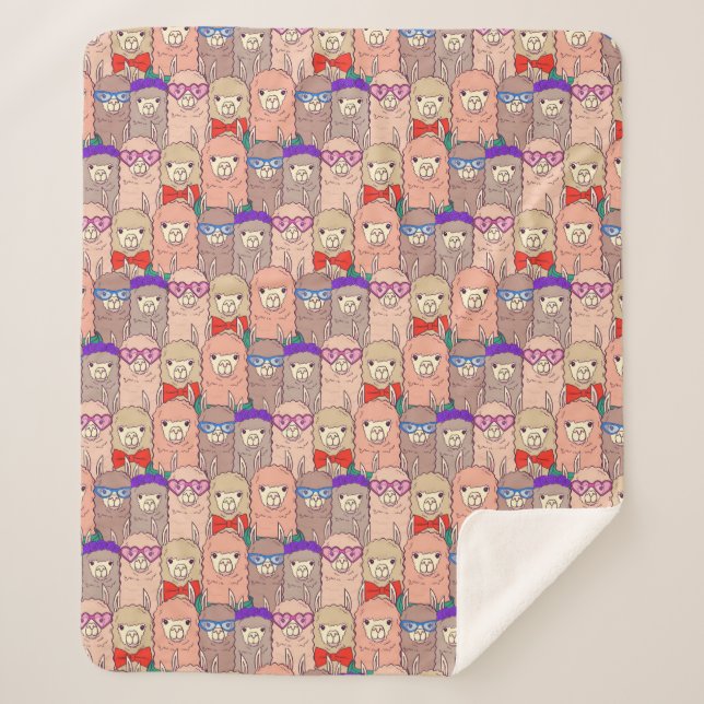 Couverture Sherpa Motif habillé à la mode de lama (Devant)