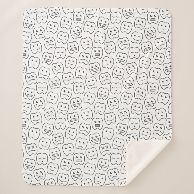 Couverture Sherpa Motif heureux de dents (Devant)
