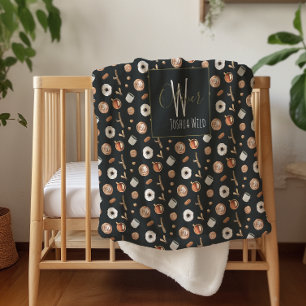 Couverture Sherpa Motif illustré de monogramme Hygge d'automne confo