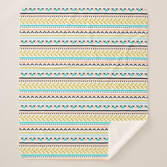 Couverture Sherpa Motif inspiré par le design géométrique Aztec (Devant)