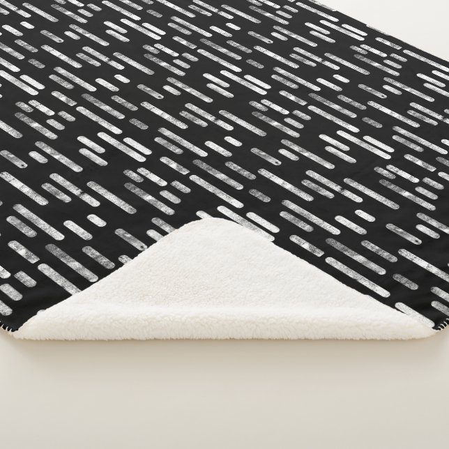 Couverture Sherpa Motif Lignes arrondies | Blanc sur noir (3/4)