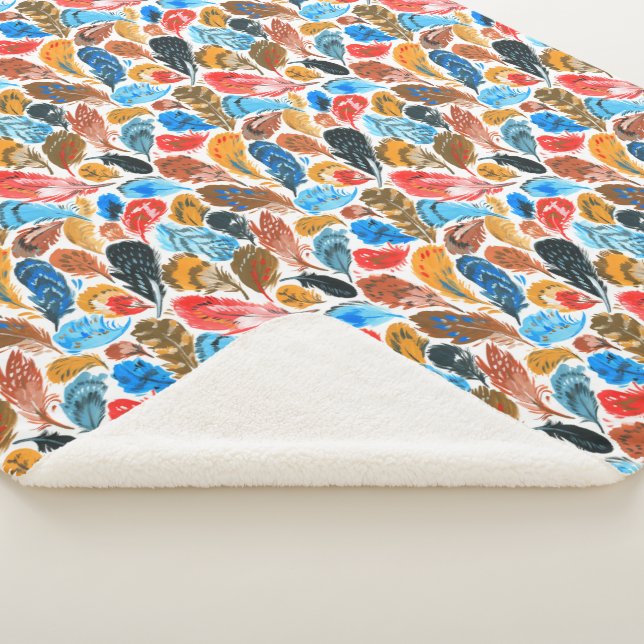 Couverture Sherpa Motif lumineux avec plumes d'oiseaux (3/4)