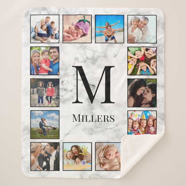 Couverture Sherpa Motif Marbre blanc en pierre (Devant)