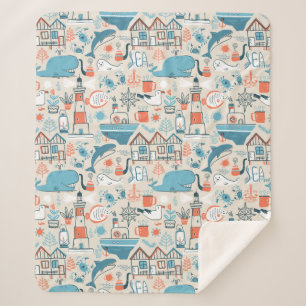 Couverture Sherpa Motif mignon de griffonnage de la Mer du Nord