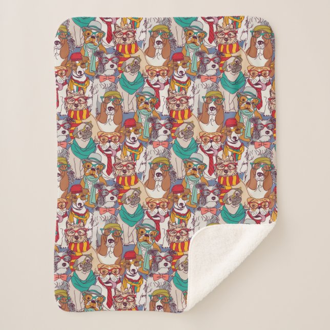 Couverture Sherpa Motif mignon de mode de chiot (Devant)