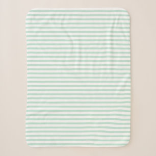 Couverture Sherpa Motif moderne de rayures vert menthe et blanc 