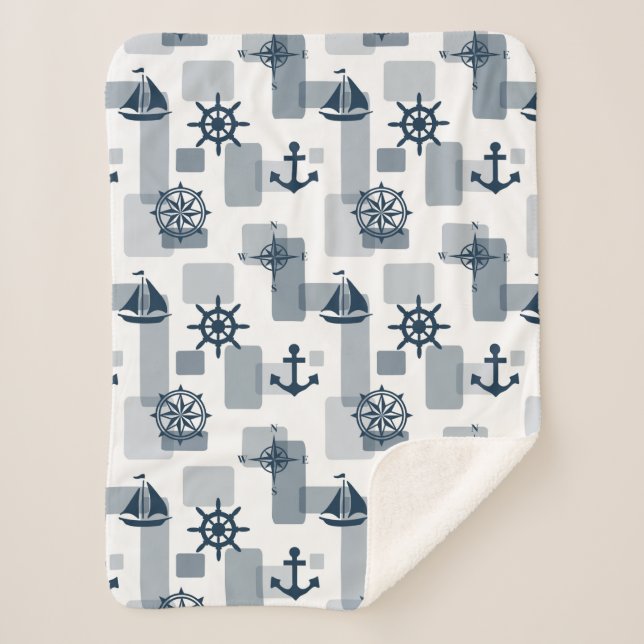 Couverture Sherpa Motif nautique (Devant)