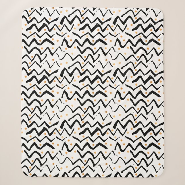 Couverture Sherpa Motif noir de courses et de points de brosse (Devant)