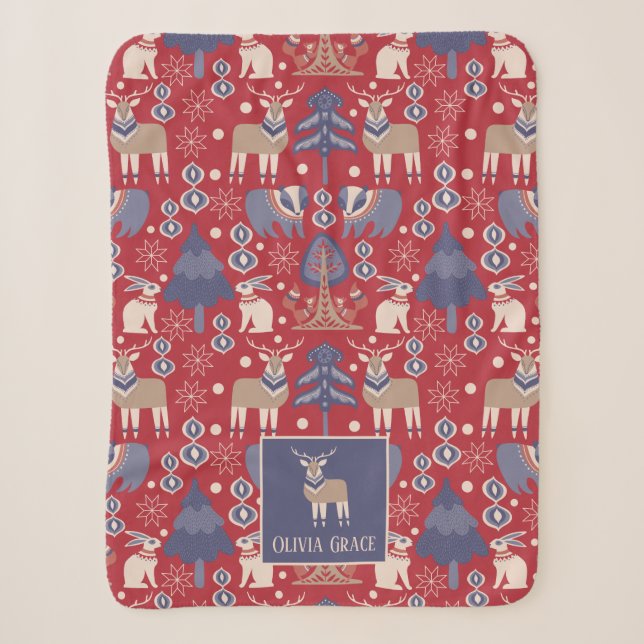 Couverture Sherpa Motif nordique Personnalisé Scandinave (Devant)