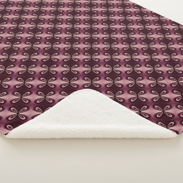 Couverture Sherpa Motif numérique Pétal Floral Rouge Bourgogne (3/4)
