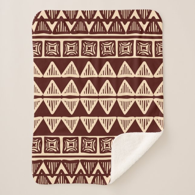 Couverture Sherpa Motif ornemental tribal rayé (Devant)