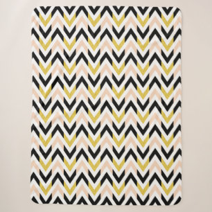 Couverture Sherpa Motif Peachy Pink, Black, Gold et White Chevron