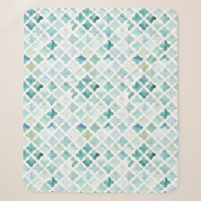 Couverture Sherpa Motif peint à la main de turquoise (Devant)