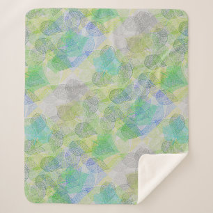 Couverture Sherpa motif plante A02.b Feuille LGrey BG