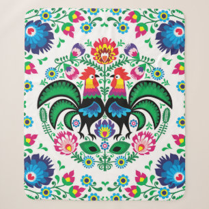 Couverture Sherpa Motif polonais carré de coq