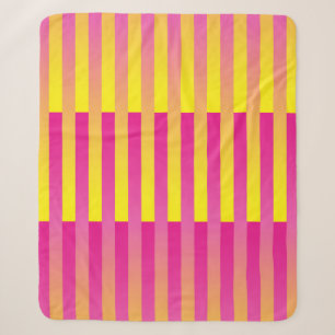 Couverture Sherpa Motif rayé orange jaune rose