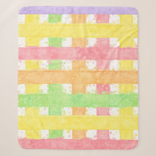 Couverture Sherpa Motif rayé tissé à l'aquarelle pastel