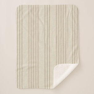 Couverture Sherpa Motif rayure à carreaux beige classique neutre