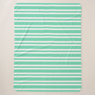 Couverture Sherpa Motif Rayures Blanches Aquamarine