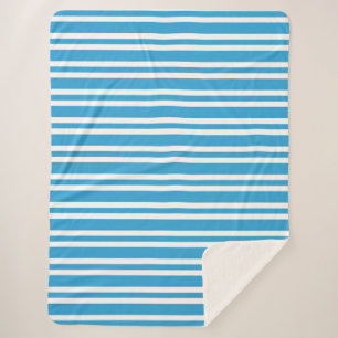 Couverture Sherpa Motif Rayures Bleu Blanc