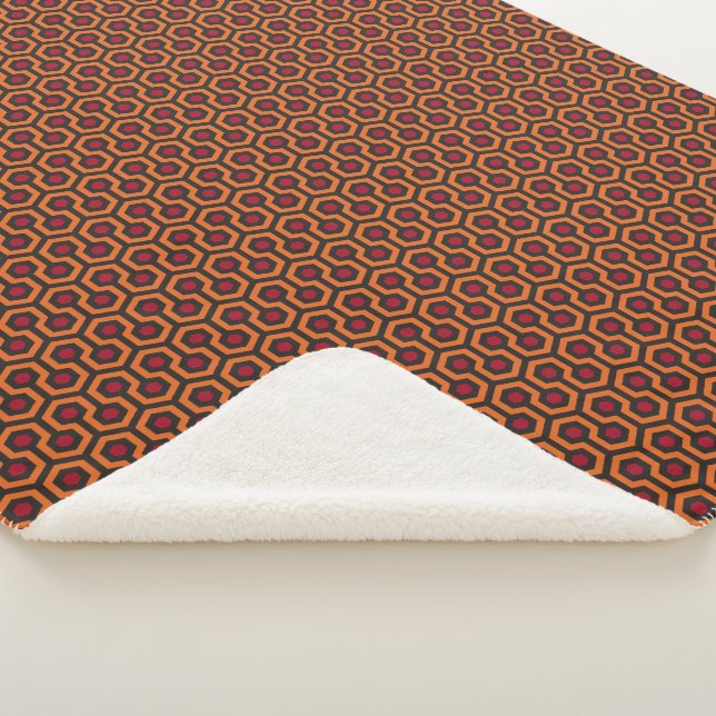 Couverture Sherpa Motif rétro moderne orange rouge Brown Hexagon (3/4)