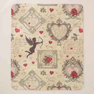 Couverture Sherpa Motif romantique de vintage Cupid (8)