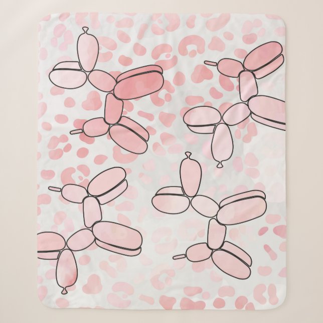 Couverture Sherpa Motif rose chien de ballon (Devant)