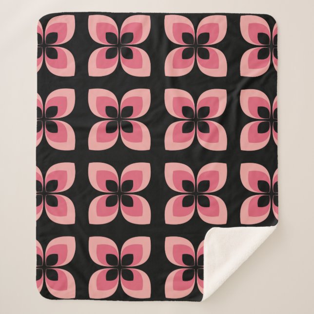 Couverture Sherpa Motif rose deux tons lumineux (Devant)