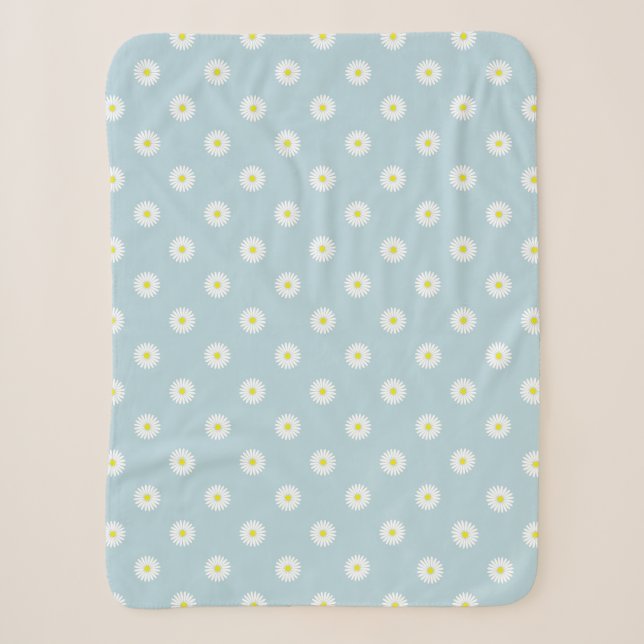 Couverture Sherpa Motif Rpt illustratif de marguerites sur bleu pâle (Devant)