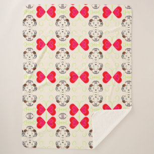 Couverture Sherpa Motif Ruban Mignon