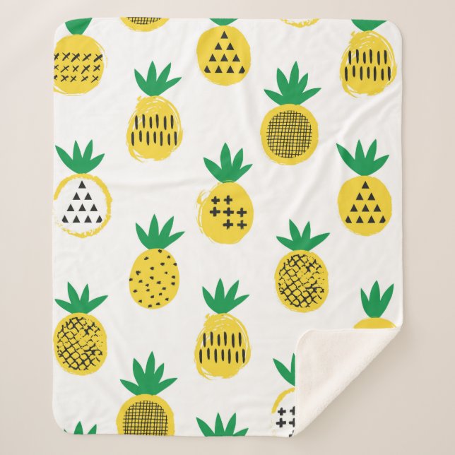 Couverture Sherpa Motif sans ananas. Design enfant.  (Devant)