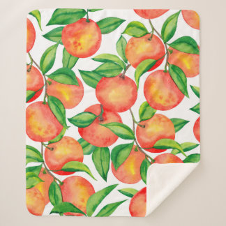Couverture Sherpa Motif sans couture avec aquarelle fruit mandarin e