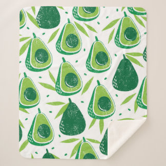 Couverture Sherpa Motif sans couture avec avocats. Timbre texturé. v