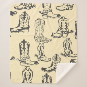 Couverture Sherpa Motif sans couture avec bottes de cowboy. cowboy,