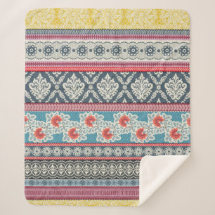 Couverture Sherpa Motif sans couture avec carreaux en patchwork.