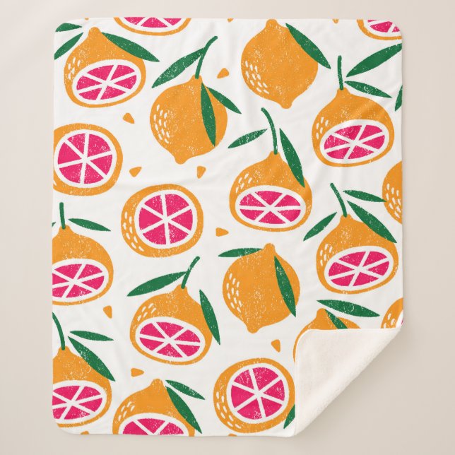 Couverture Sherpa Motif sans couture avec des fruits. Timbre texturé (Devant)