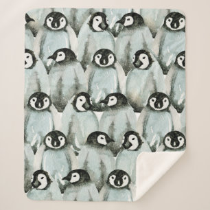 Couverture Sherpa Motif sans couture avec des pingouins mignons
